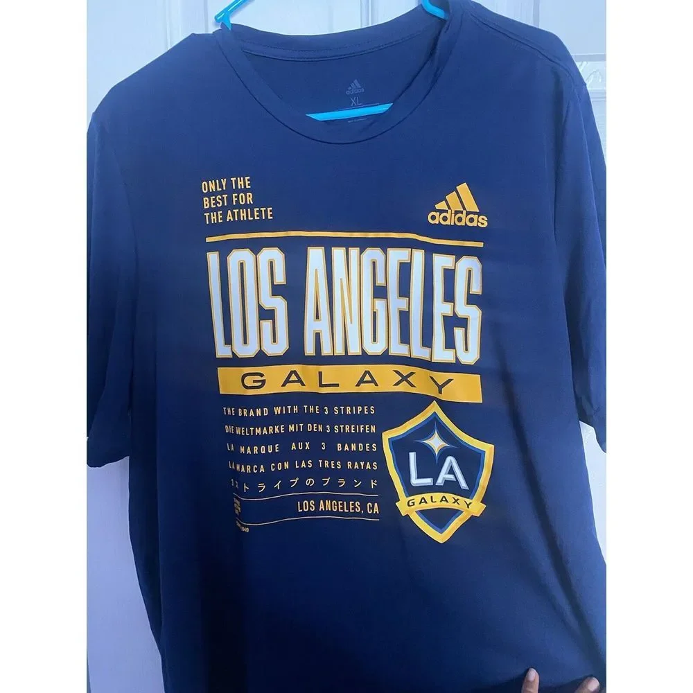 NWT‎ adidas 2023 LA Galaxy Pre-Game Tee - Navy-Team Gold, size: XL